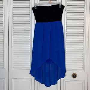 ❗️Wet Seal Black & Blue Strapless High-Low Dress w/ Open Back Size Medium